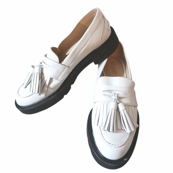 Stuart Weitzman Shoes - Stuart Weitzman Winter White Mila Lift Tassel Lug Sole Loafer Size 6.5